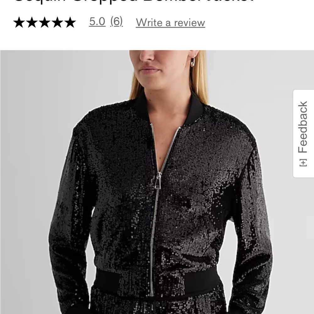 Express Sequin Cropped Bomber Jacket - image 2